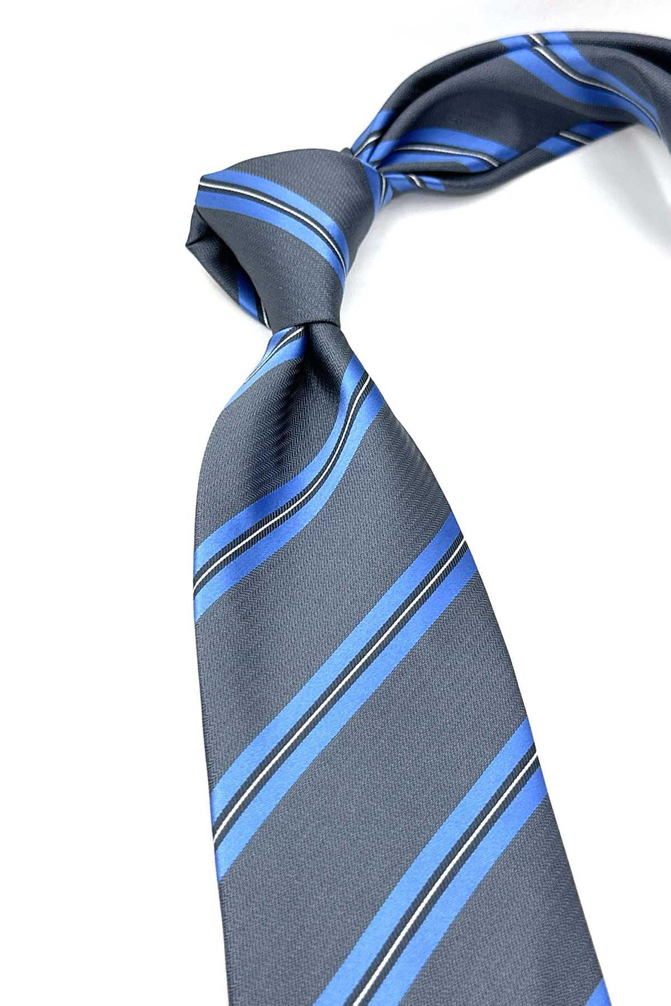 Gri Çizgi Desen Mendilli Klasik Kravat KK12828