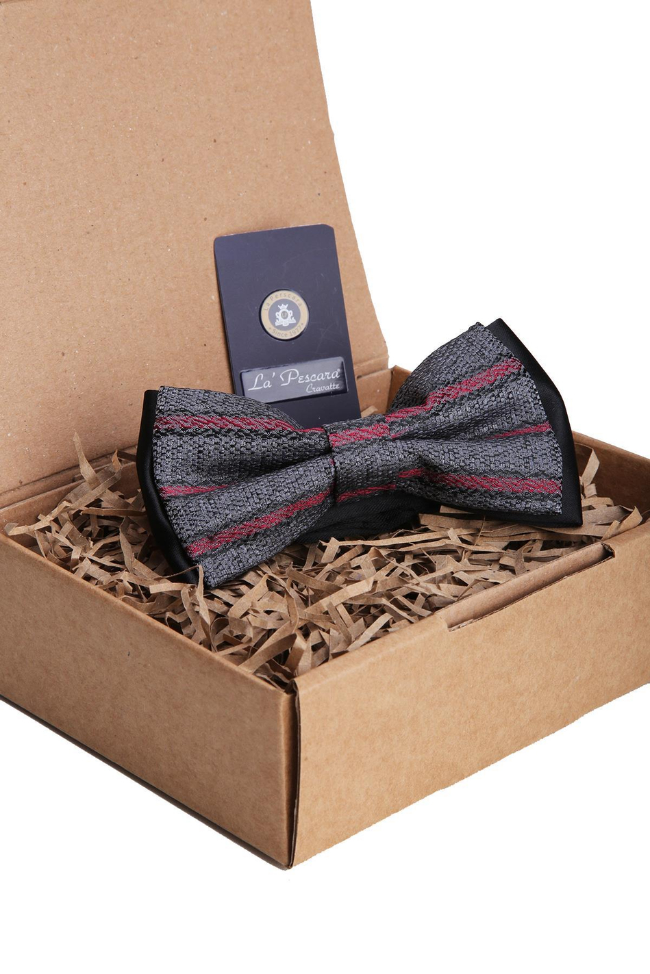 Gri Çizgi Desen Papyon P1058