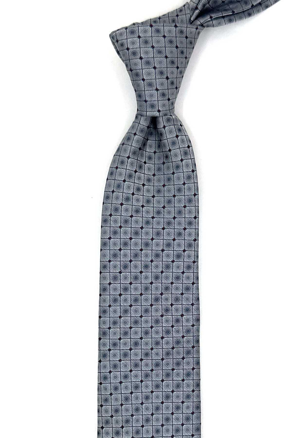 Gri Kare Desen Slim Kravat SK7979