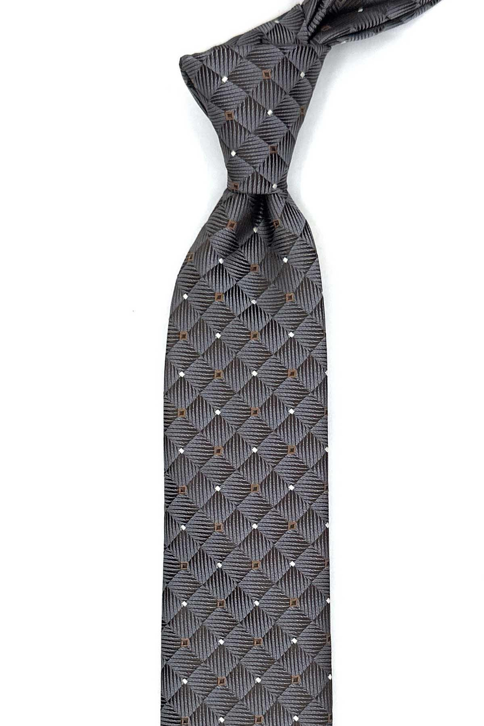 Gri Kare Desen Slim Kravat SK7991