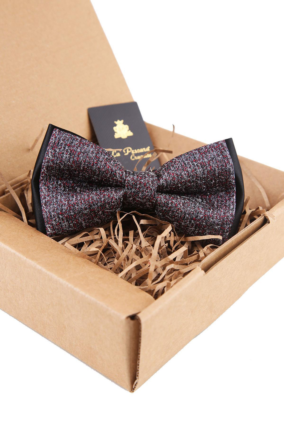 Gri - Kırmızı Kum Desen Papyon P1549