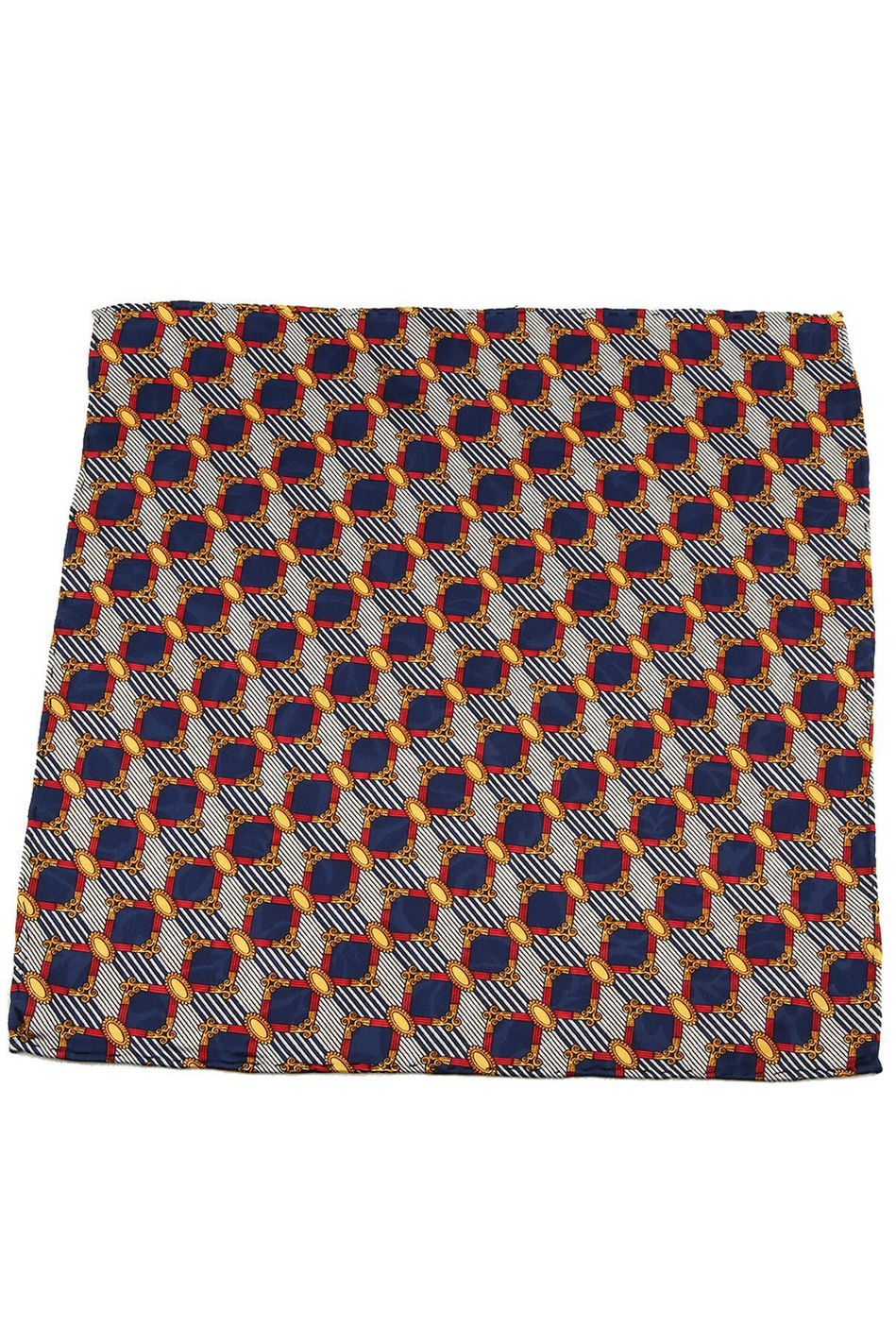 Gri - Lacivert Motif Baskılı İpek Mendil SPS128