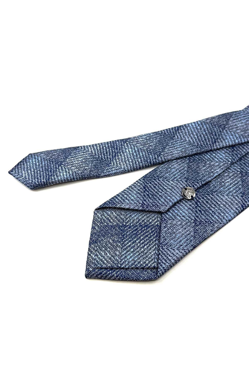 Gri - Mavi Kum Desen Mendilli Klasik Kravat KK12507