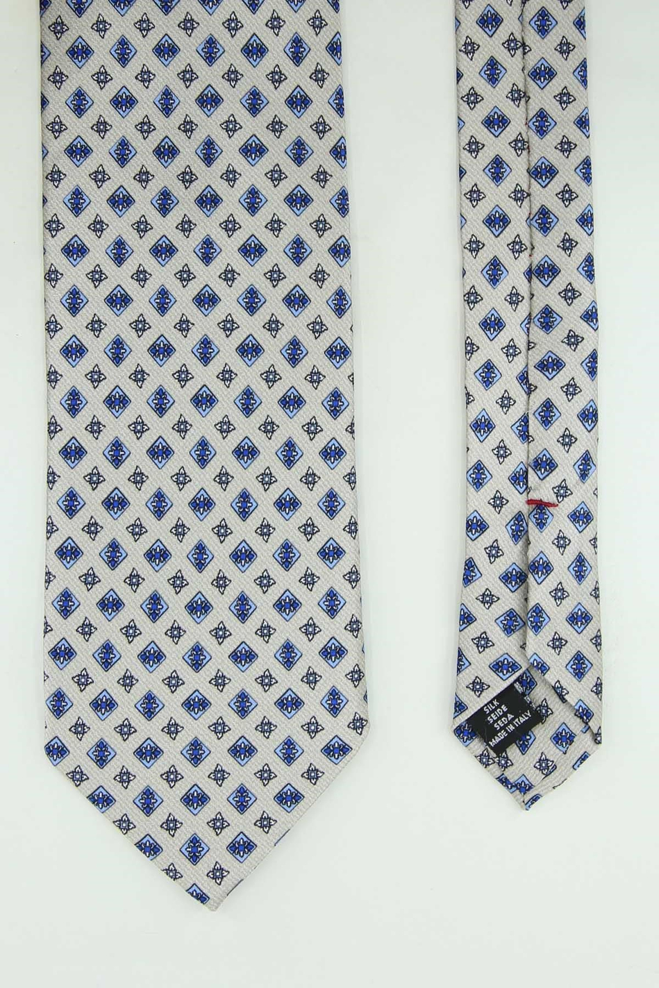 Gri Mavi Motif Desen İtalyan İpek Kravat İK2543