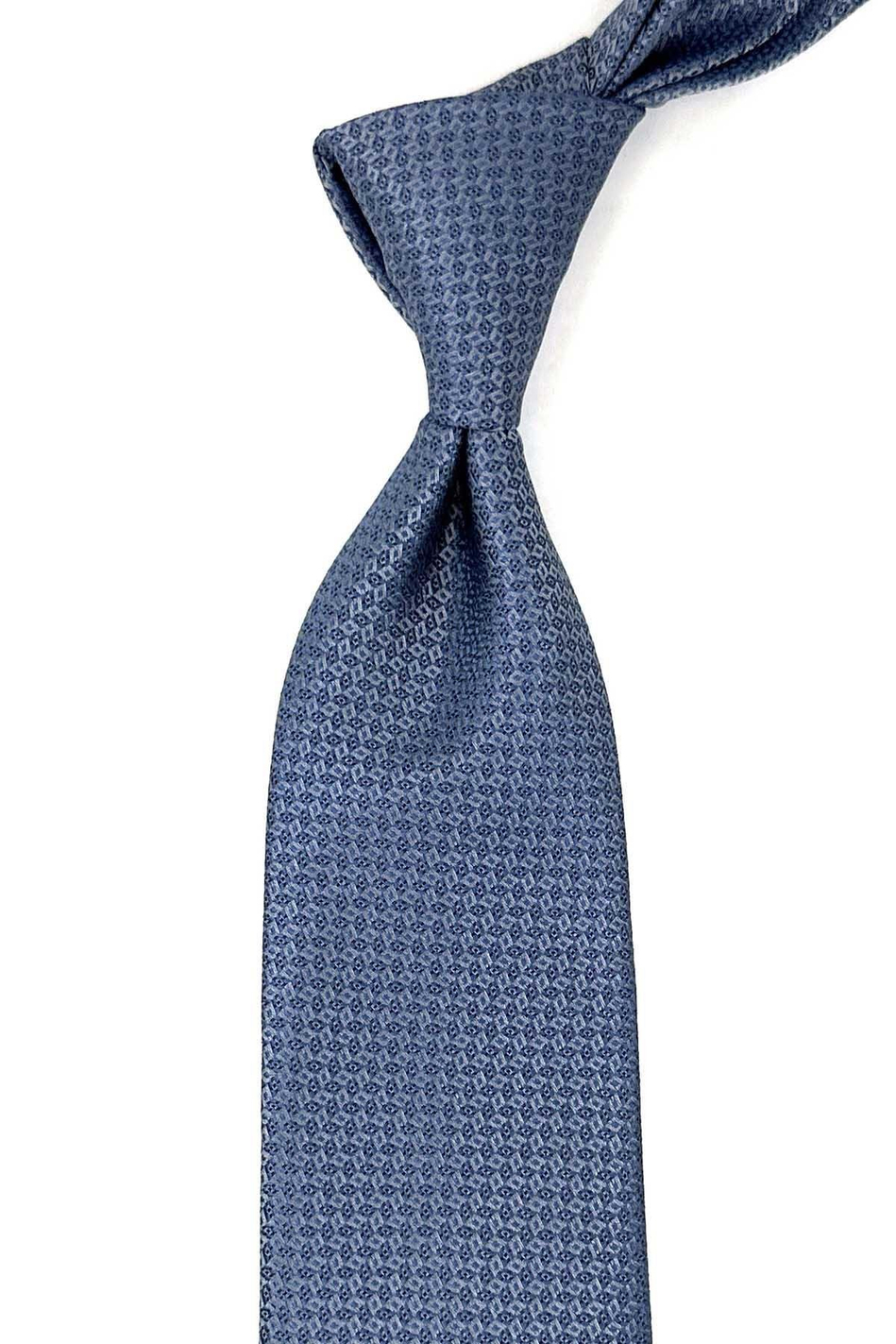 Gri - Mavi Nokta Desen Mendilli Klasik Kravat KK12705