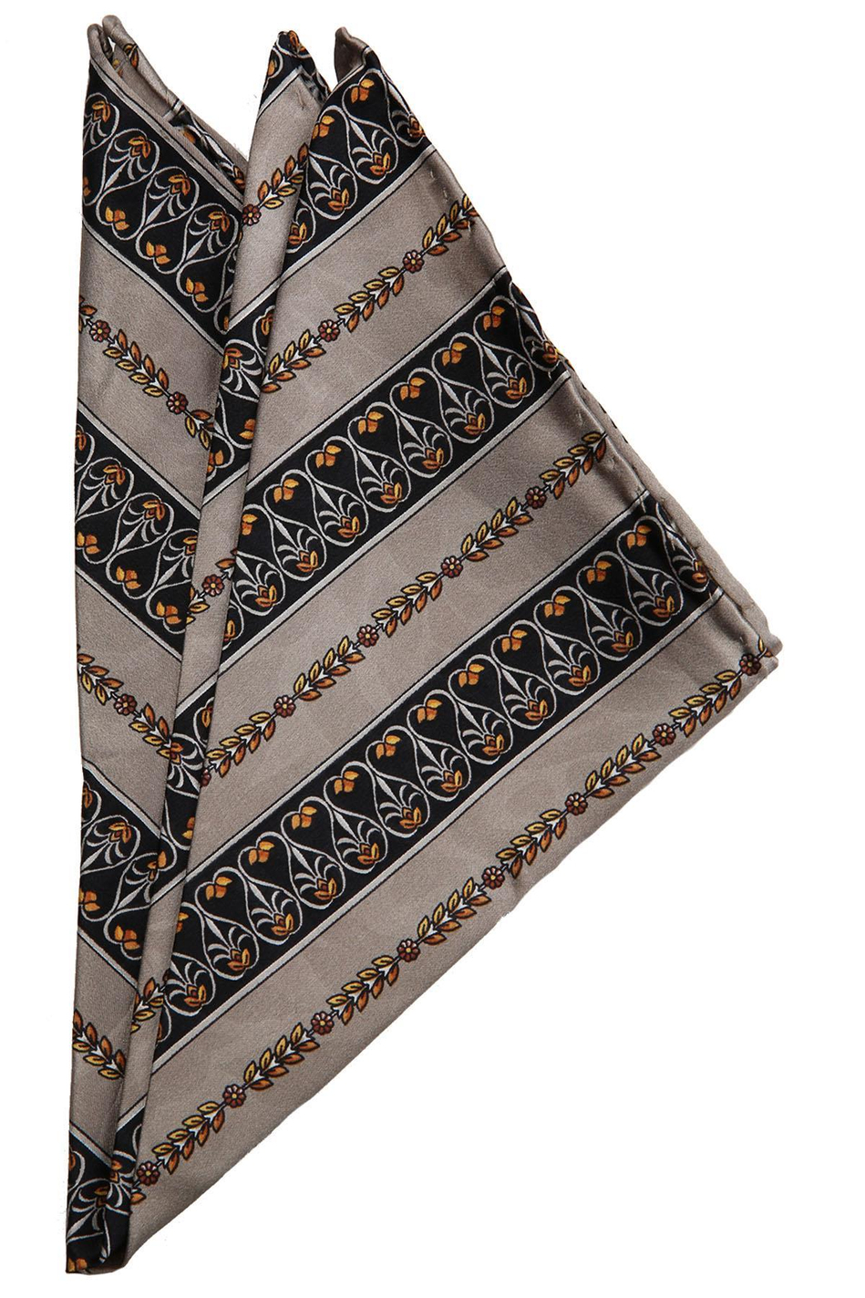 Gri Motif Baskılı İpek Mendil SPS426