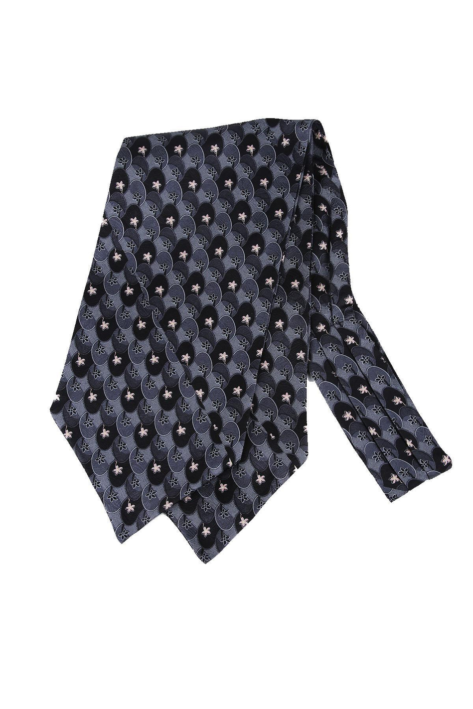 Gri Motif Desen İpek İtalyan Erkek Ascot K434