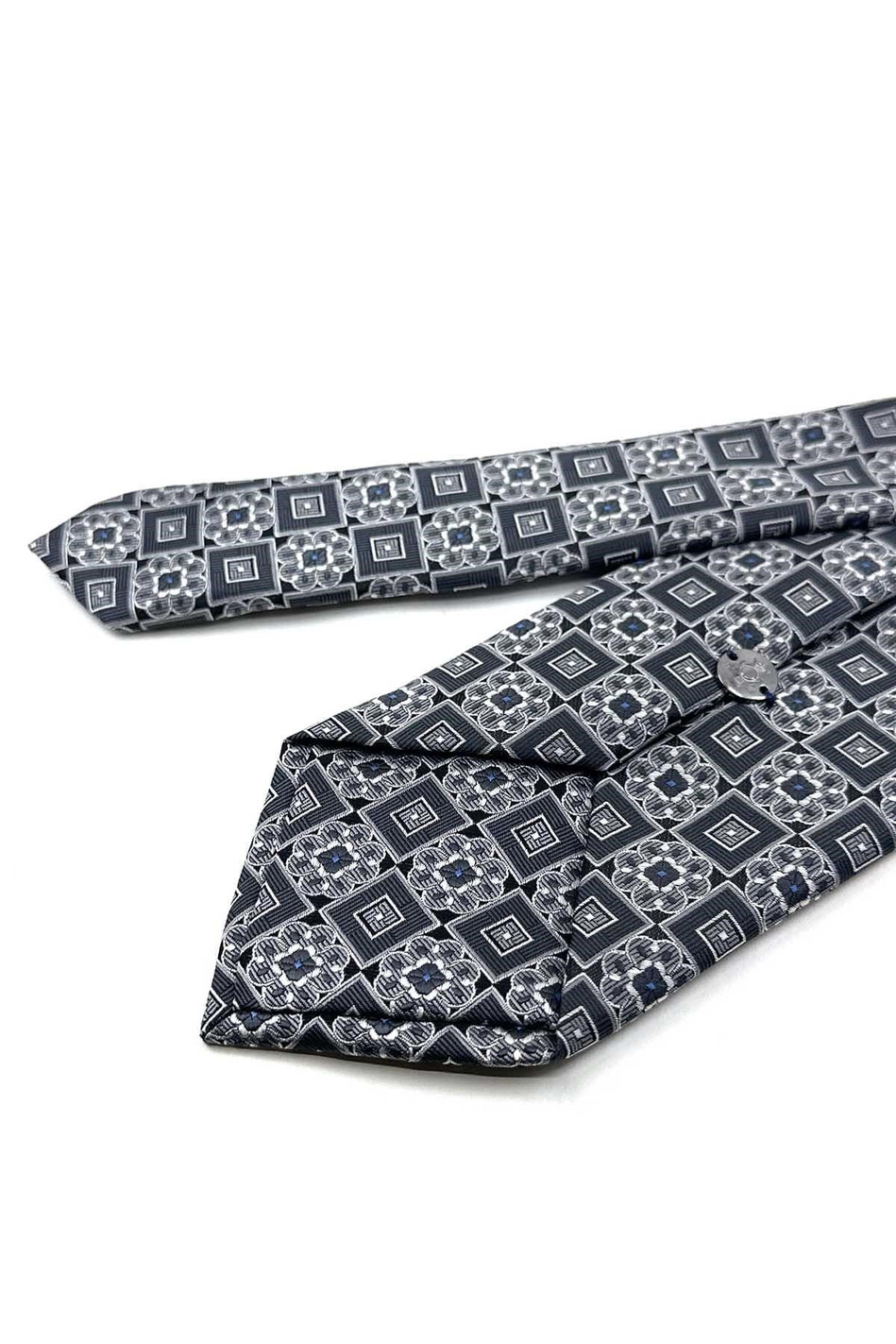Gri Motif Desen Mendilli Klasik Kravat KK13954