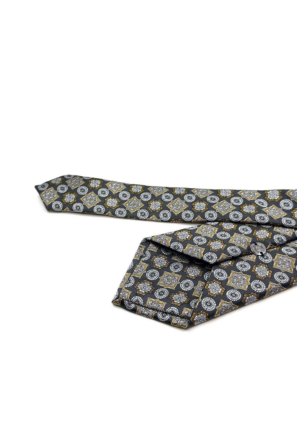 Gri Motif Desen Mendilli Klasik Kravat KK12971