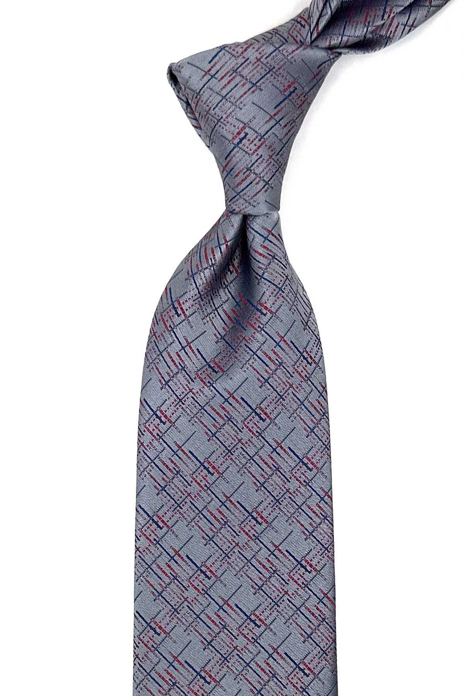 Gri Motif Desen Mendilli Klasik Kravat KK12438