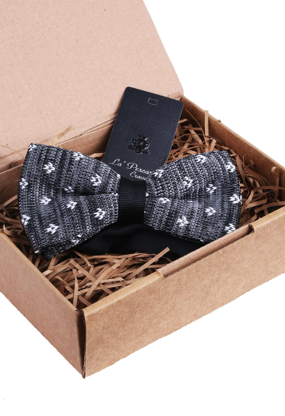 Gri Motif Desen Örgü Papyon ÖR113