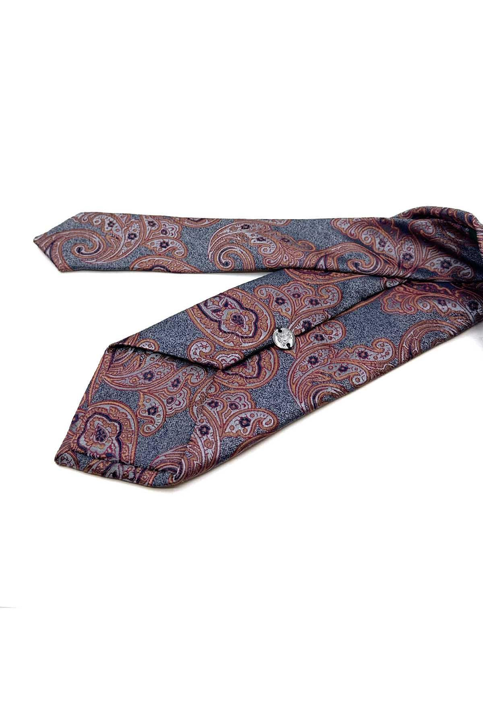 Gri Şal Desen Mendilli Klasik Kravat KK13048