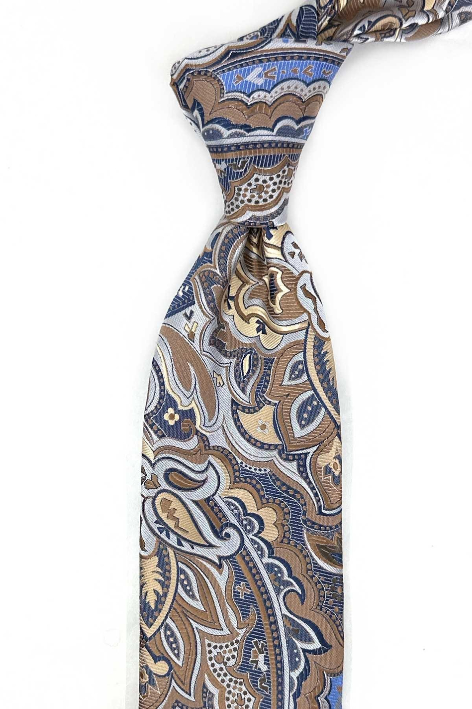 Gri Şal Desen Mendilli Klasik Kravat KK13313