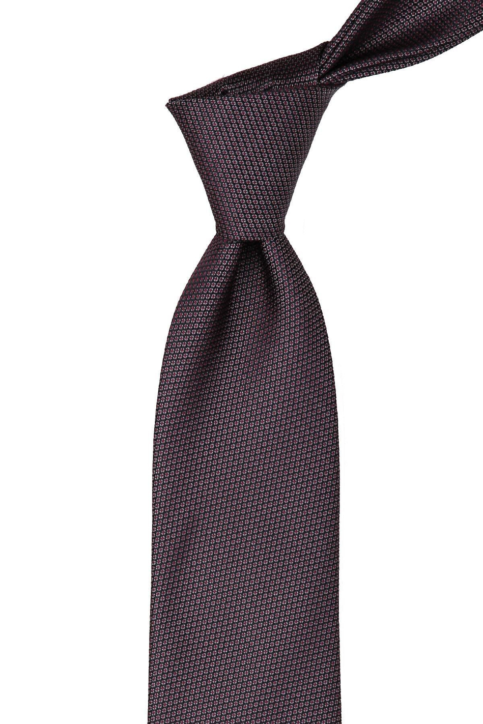 Gri - Siyah Nokta Desen Mendilli Klasik Kravat KK10358