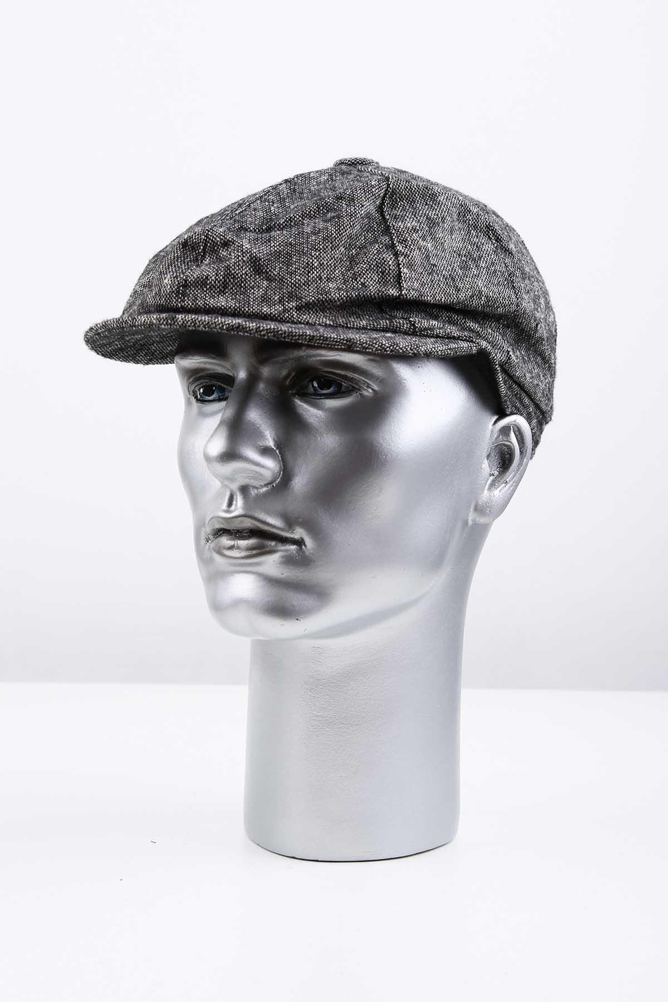 Gri - Siyah Yün Erkek Kasket Şapka KST87