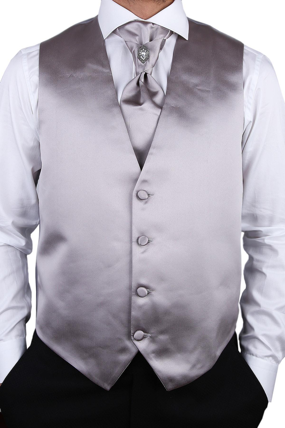 Gümüş Renk Damat Yeleği YLK03