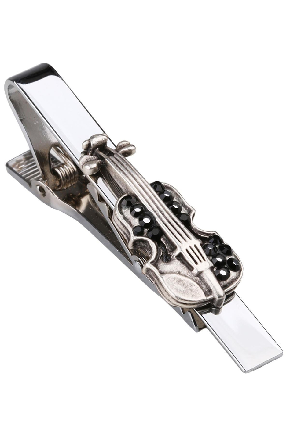 Gümüş Renk Gitar Motif Kravat İğnesi KIY114