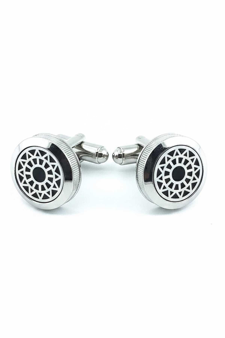 Gümüş Renk Motif Desen Yuvarlak Kol Düğmesi KD1530