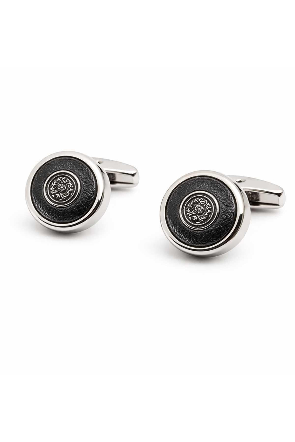 Gümüş Renk Siyah Kabartma Blazer Dizayn Kol Düğmesi KD1431