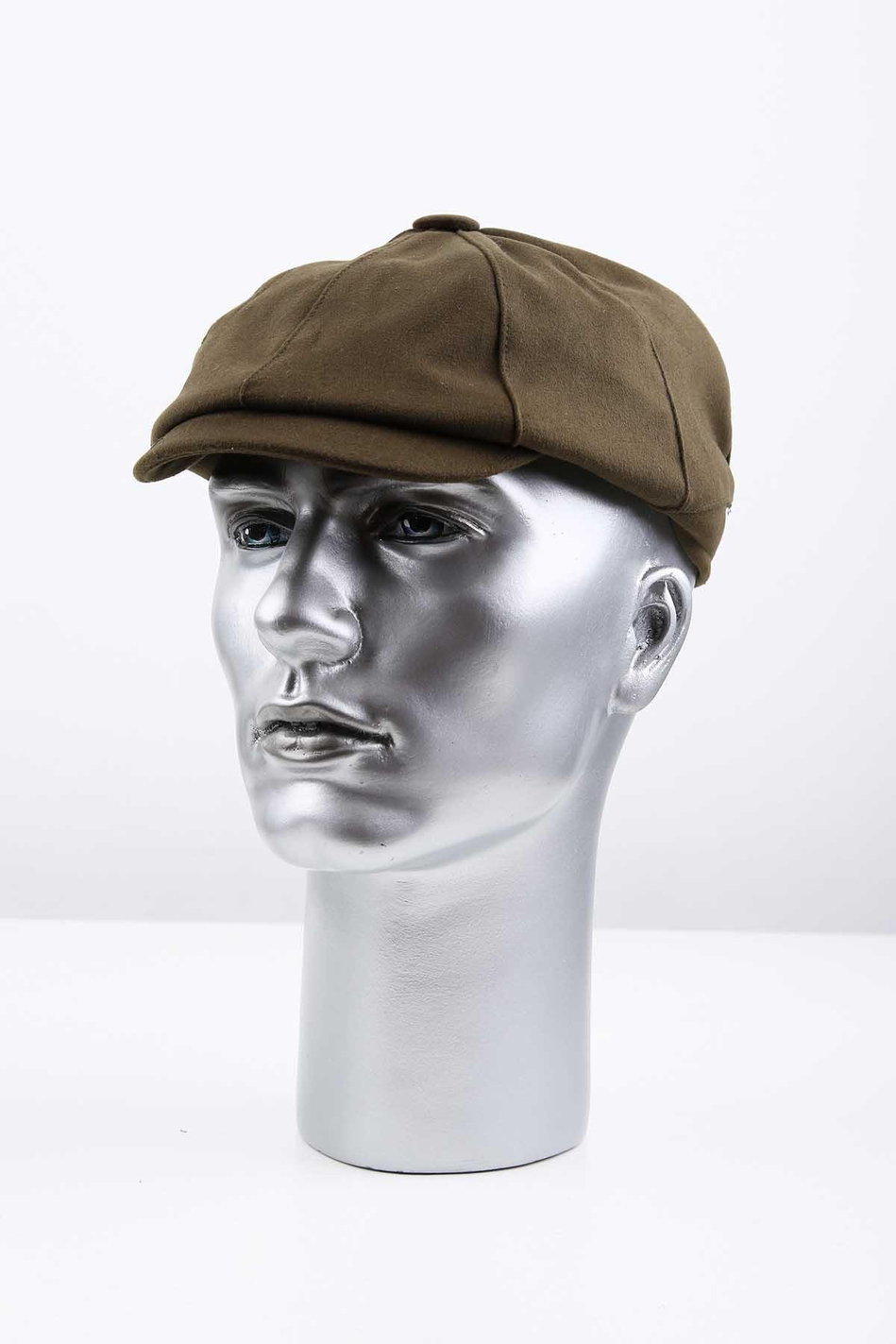 Haki Yeşil Düz Yün Erkek Kasket Şapka KST81