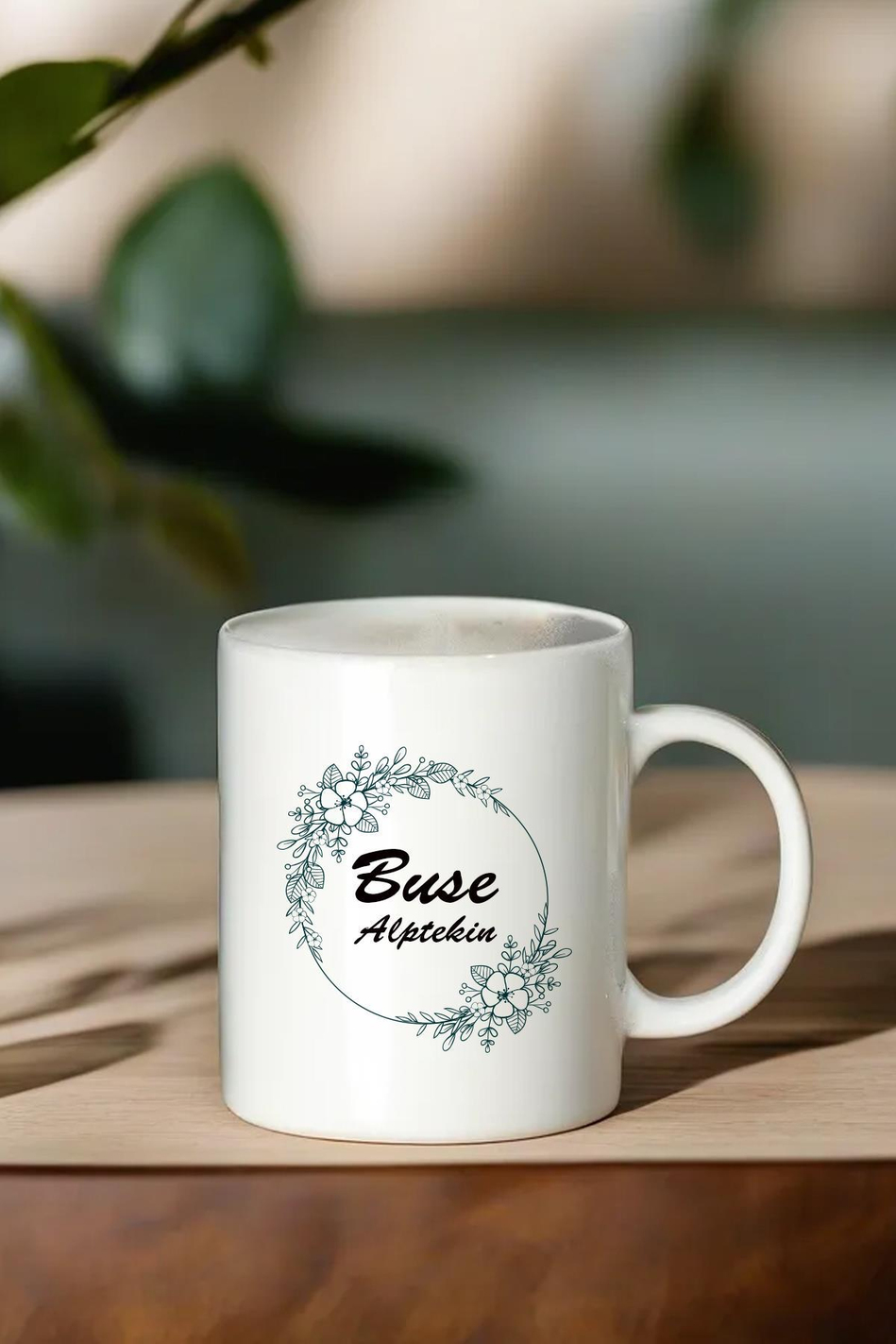 İsme Özel Çiçek Desenli Kupa Bardak KSL13