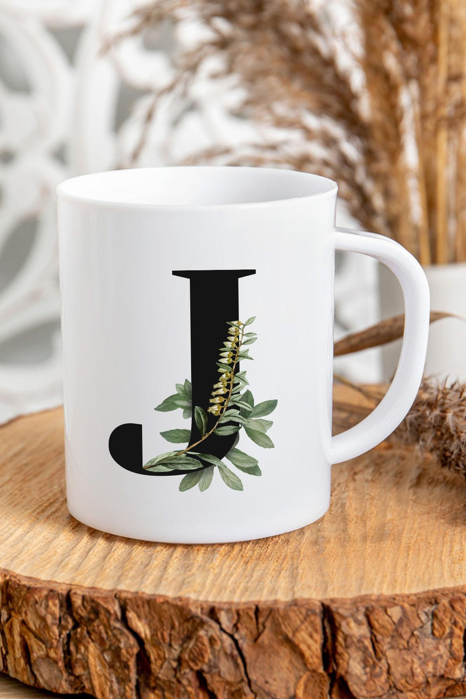 J Harfli Baş Harf Baskılı Kupa Bardak