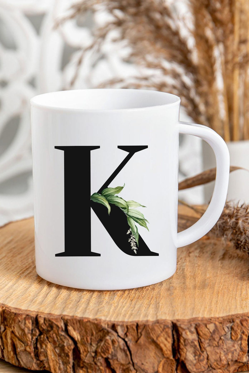 K Harfli Baş Harf Baskılı Kupa Bardak