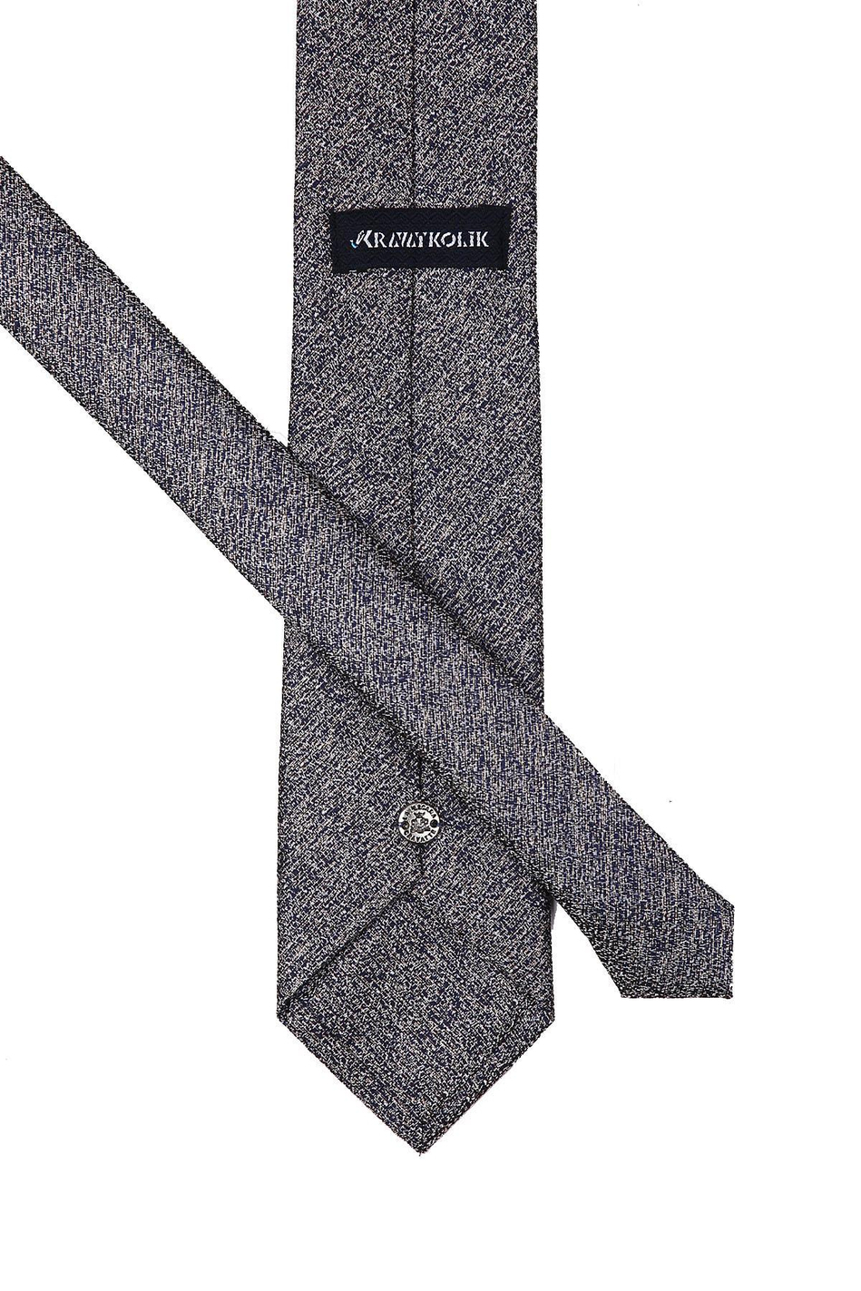 Kahve - Lacivert Kum Desen Mendilli Klasik Kravat KK10153