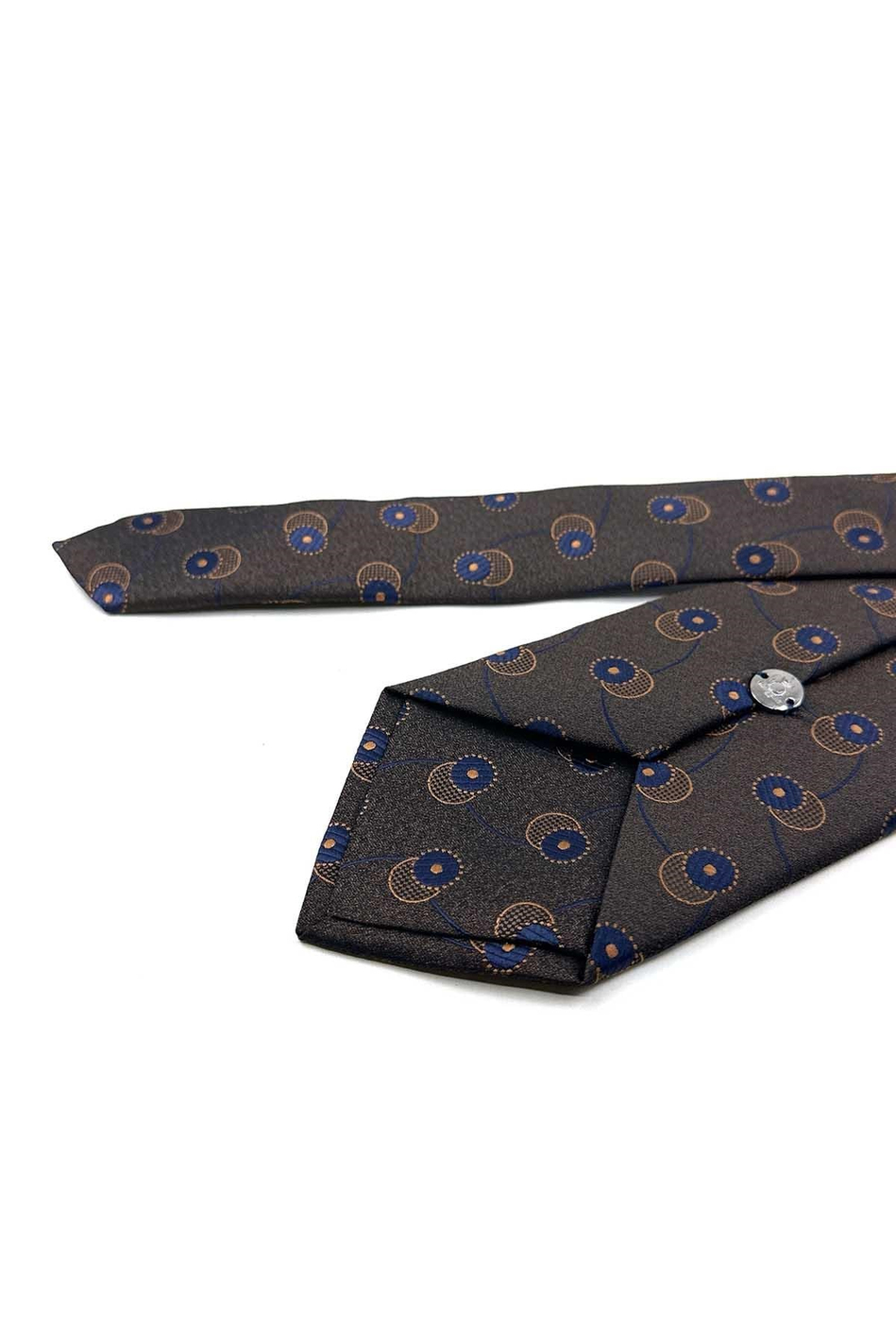 Kahve Lacivert Motif Desen Mendilli Klasik Kravat KK13981