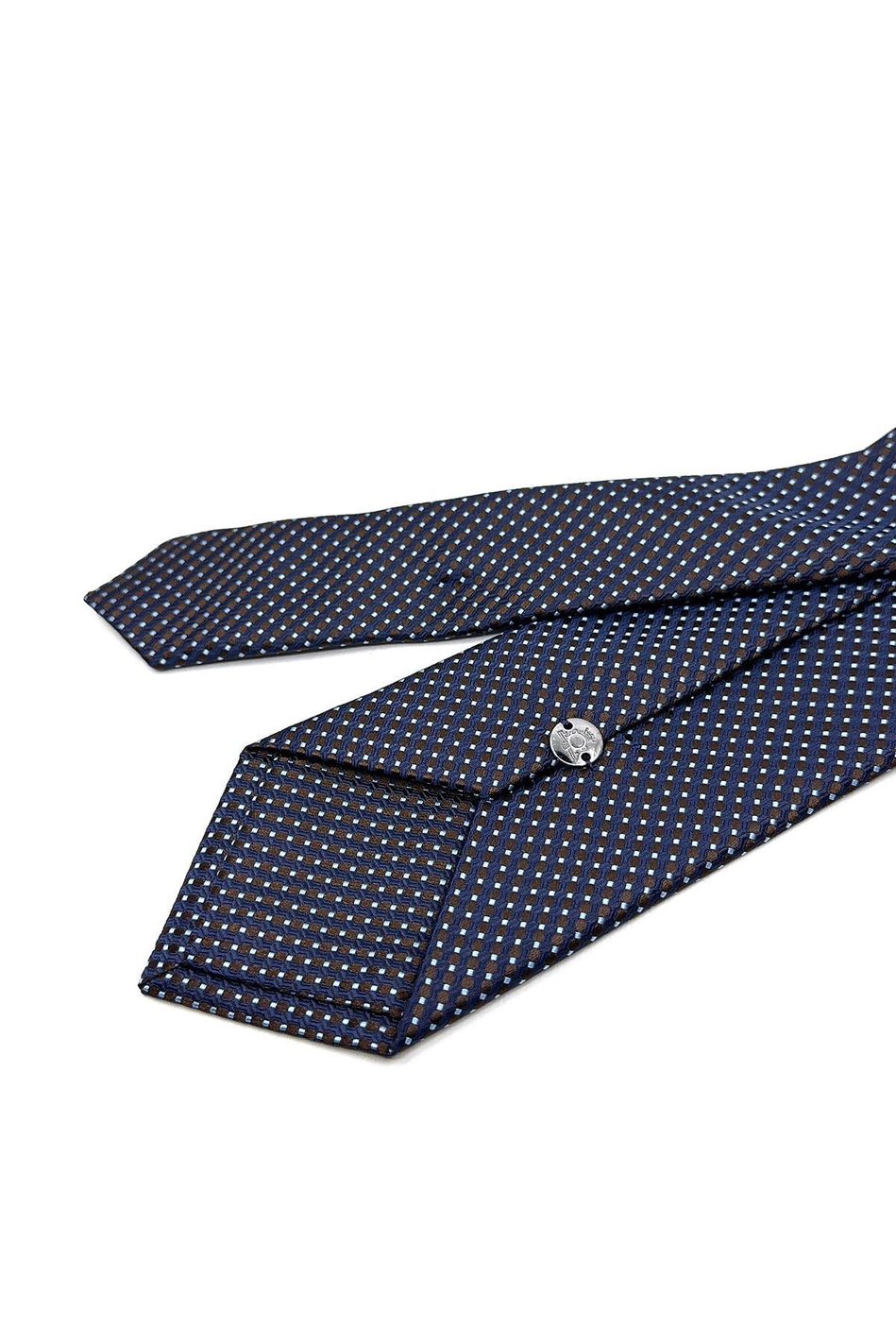 Kahve - Lacivert Nokta Desen Mendilli Klasik Kravat KK11653