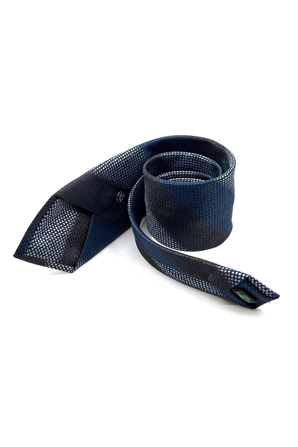 Kahve - Mavi Çizgi Desen Mendilli Klasik Kravat KK13067