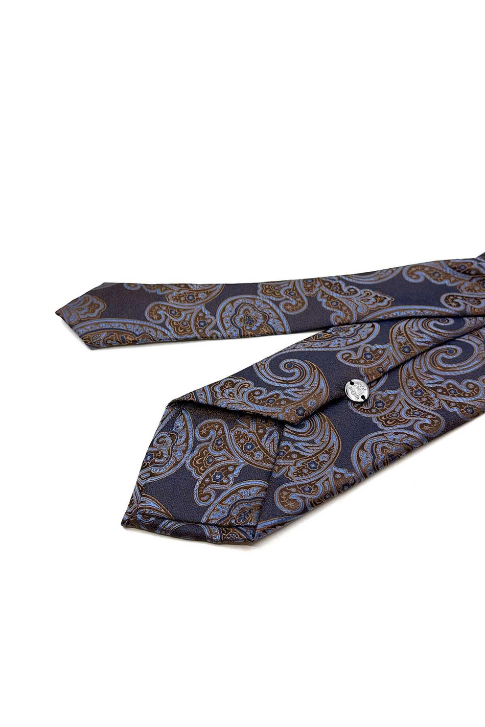 Kahve - Mavi Şal Desen Mendilli Klasik Kravat KK13052