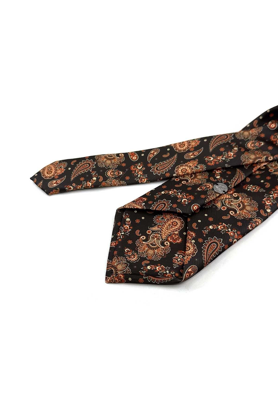 Kahve Şal Desen Baskılı Mendilli Klasik Kravat KK13353