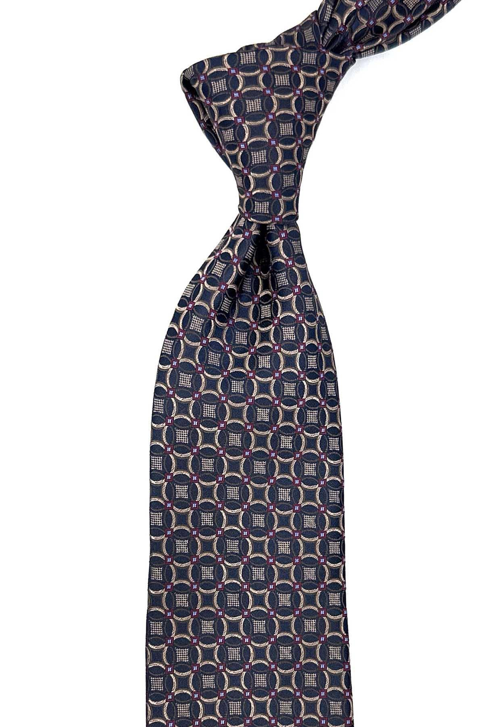 Kahve - Siyah Motif Desen Mendilli Klasik Kravat KK12391