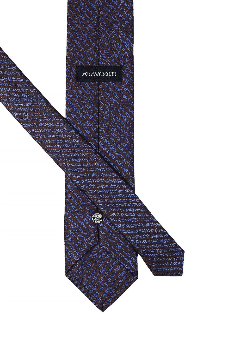 Kahverengi Çizgi Desen Mendilli Klasik Kravat KK10550