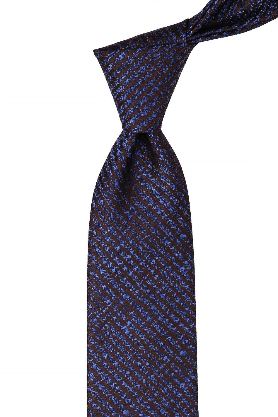 Kahverengi Çizgi Desen Mendilli Klasik Kravat KK10550