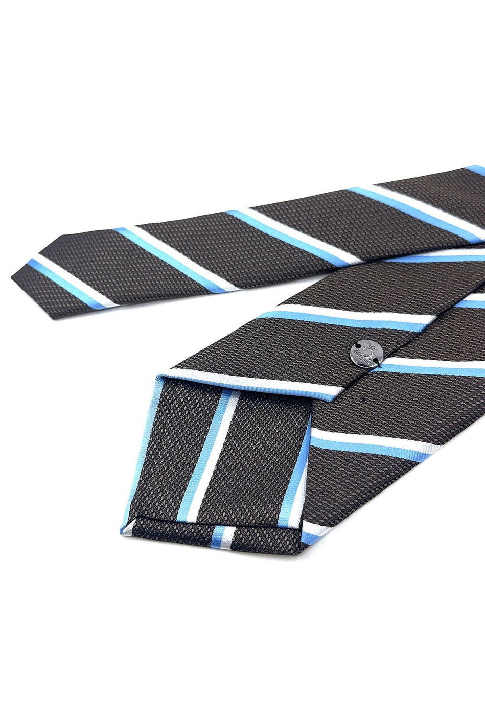 Kahverengi Çizgi Desen Mendilli Klasik Kravat KK11831