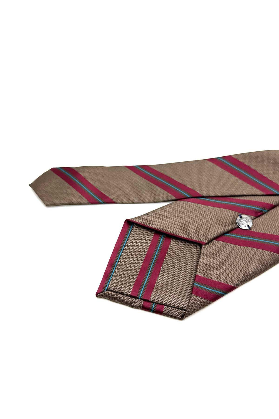 Kahverengi Çizgi Desen Mendilli Klasik Kravat KK12821