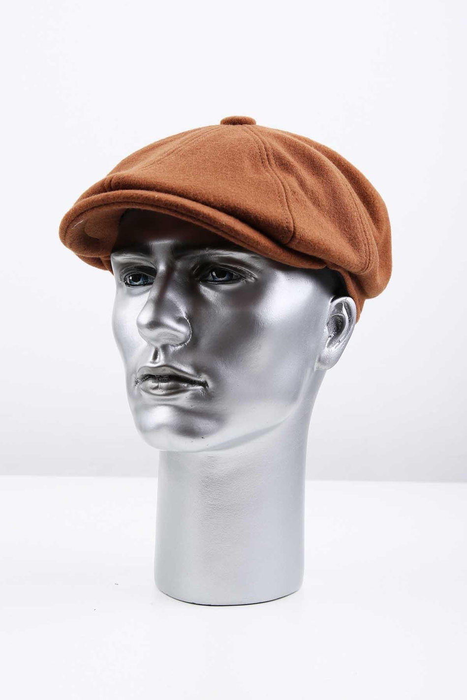 Kahverengi Düz Yün Erkek Kasket Şapka KST86