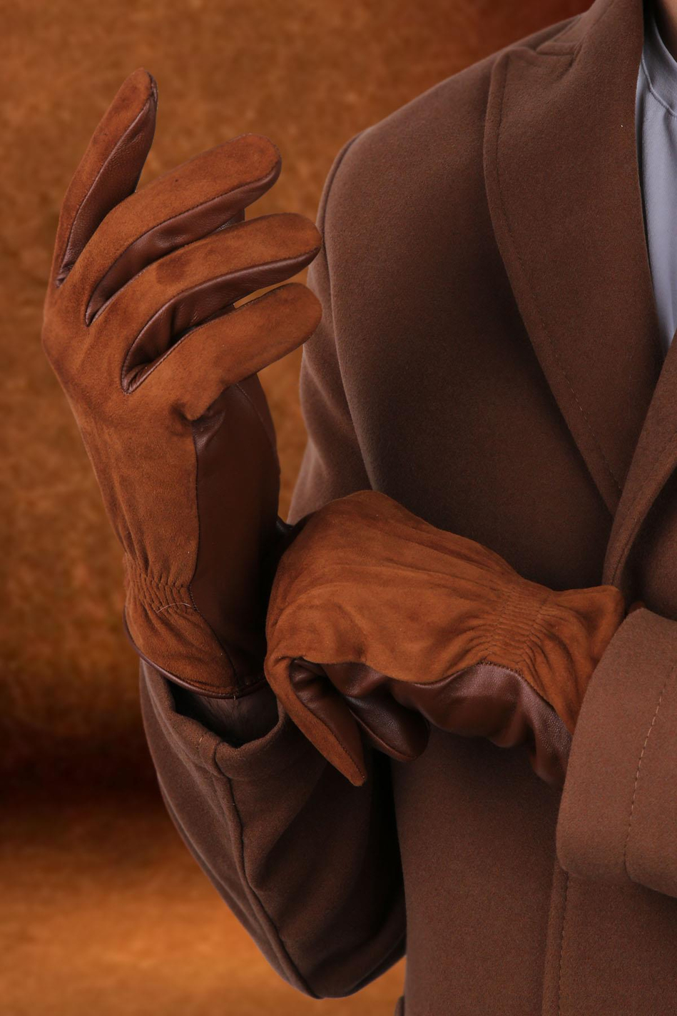 Kahverengi Erkek Deri - Süet Eldiven EL17