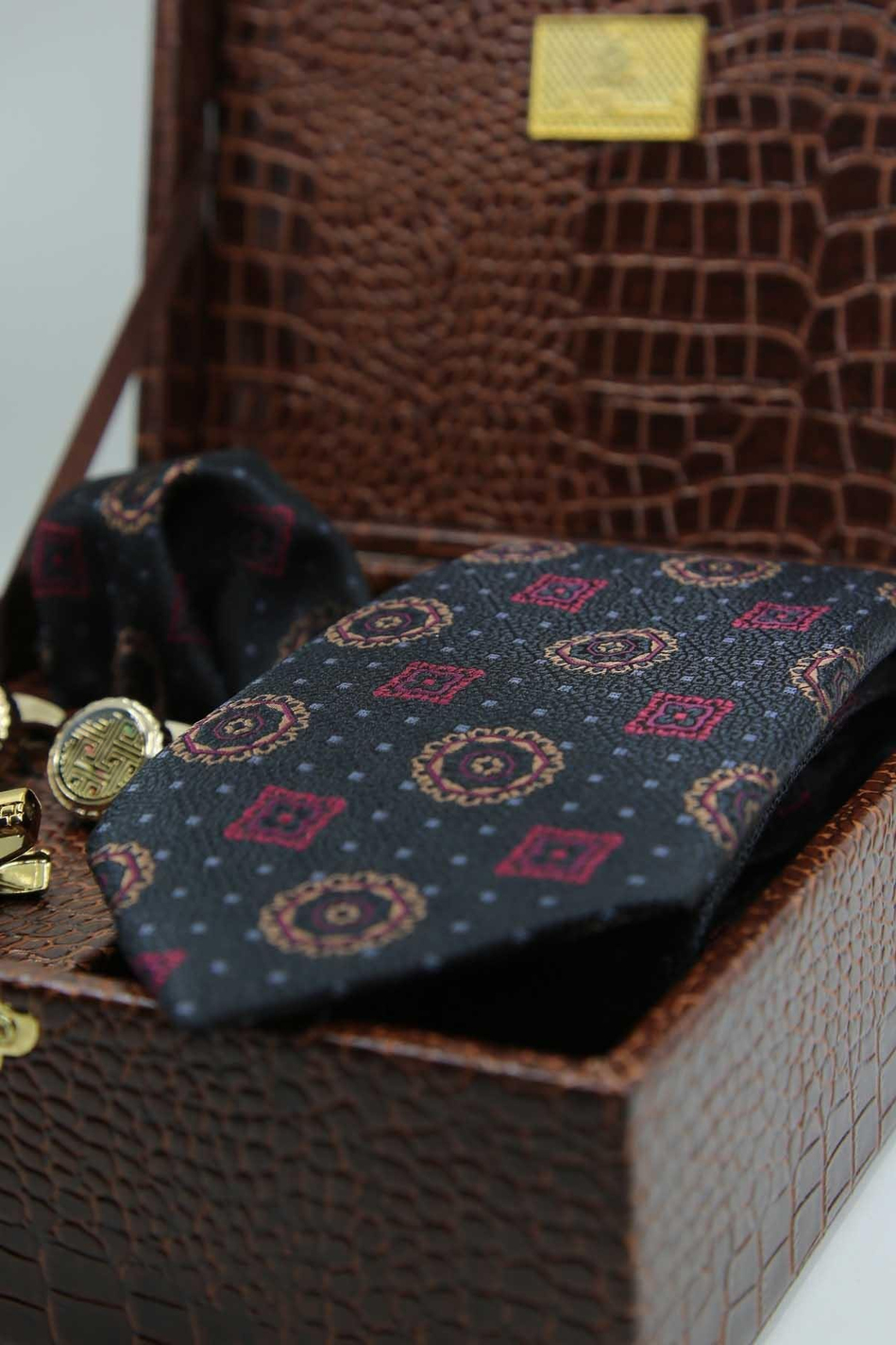 Kahverengi Erkek Hediye Kutusu - Kravat Kol Düğmesi Kravat İğnesi KMK141