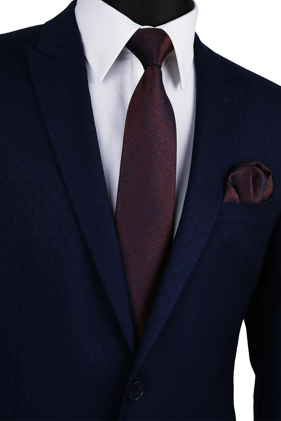 Kahverengi Kum Desen Mendilli Klasik Kravat KK9783