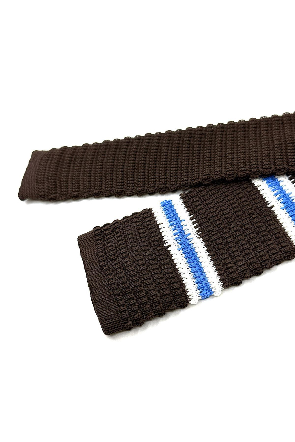 Kahverengi - Mavi Çizgili Örgü Kravat ÖR8372