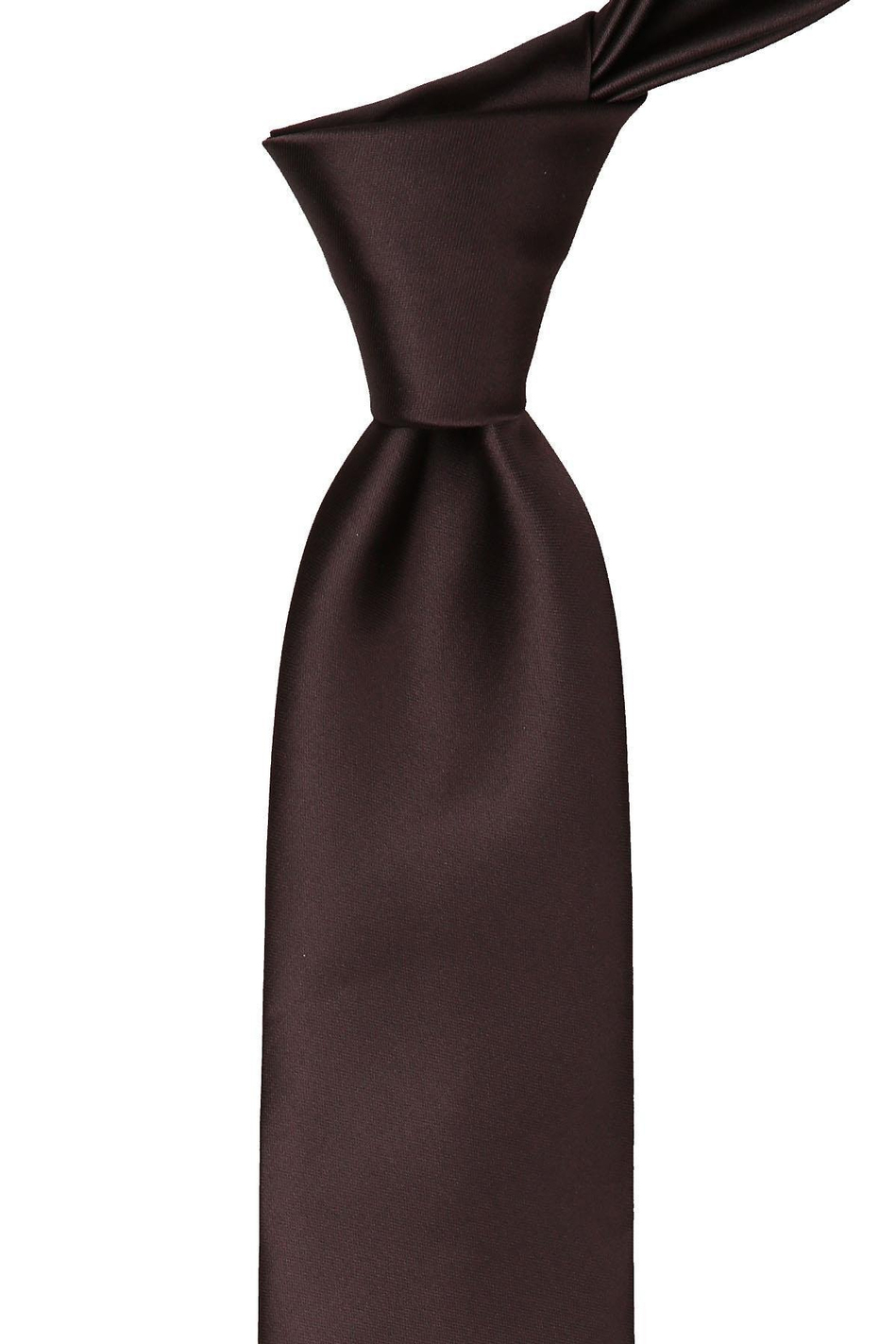 Kahverengi Mendilli Düz Saten Kravat 1605
