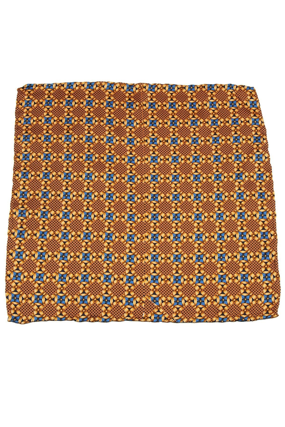 Kahverengi Motif Baskılı İpek Mendil SPS115