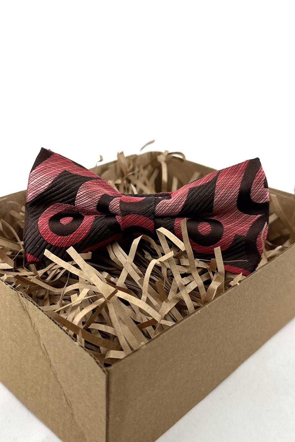 Kahverengi Motif Desen İpek Papyon SB278