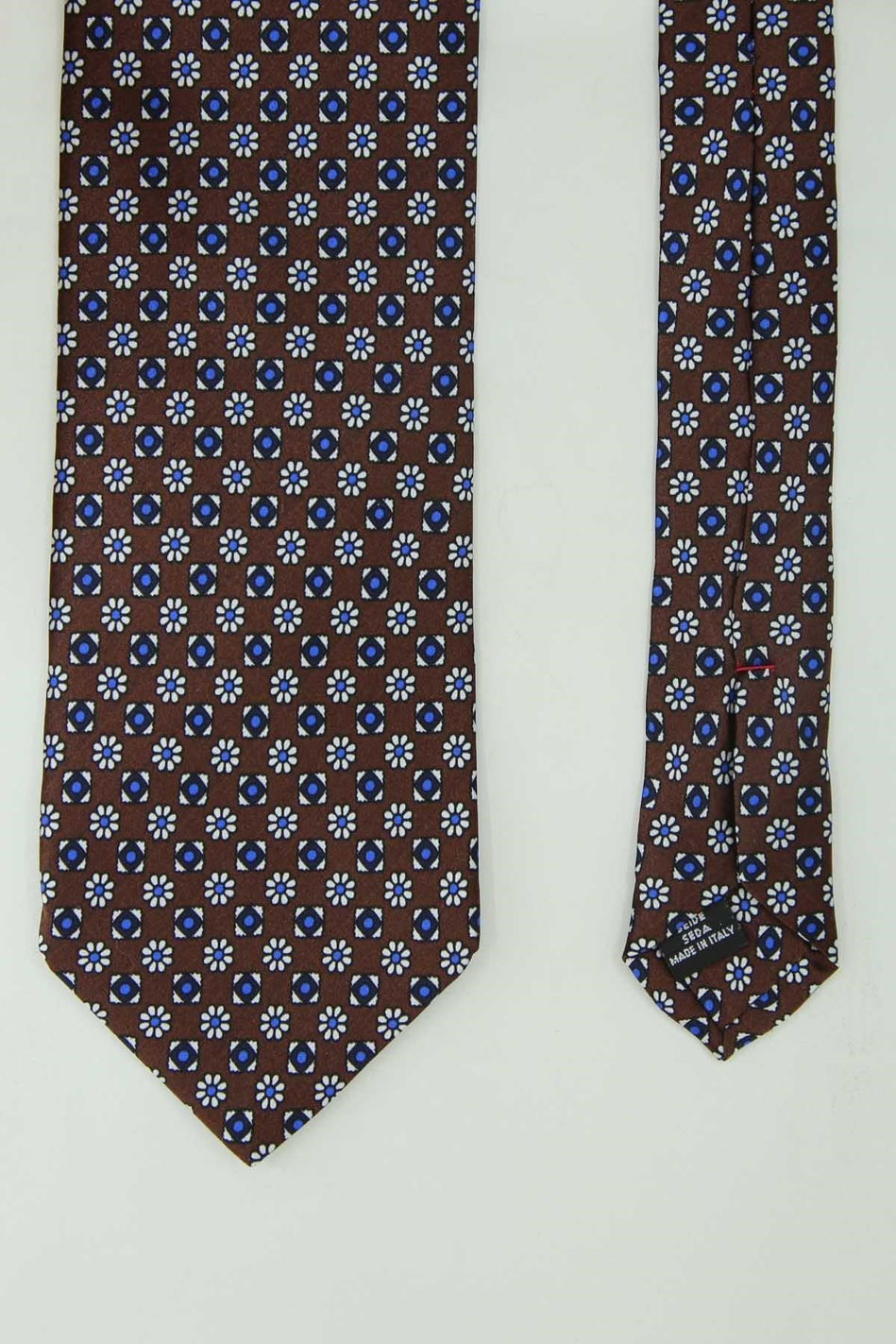 Kahverengi Motif Desen İtalyan İpek Kravat İK2577