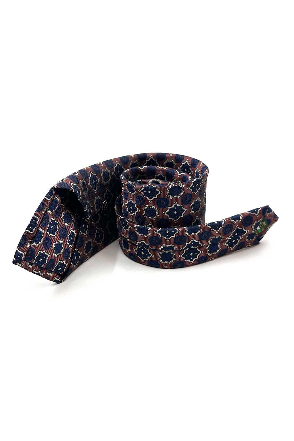 Kahverengi Motif Desen Mendilli Klasik Kravat KK12967