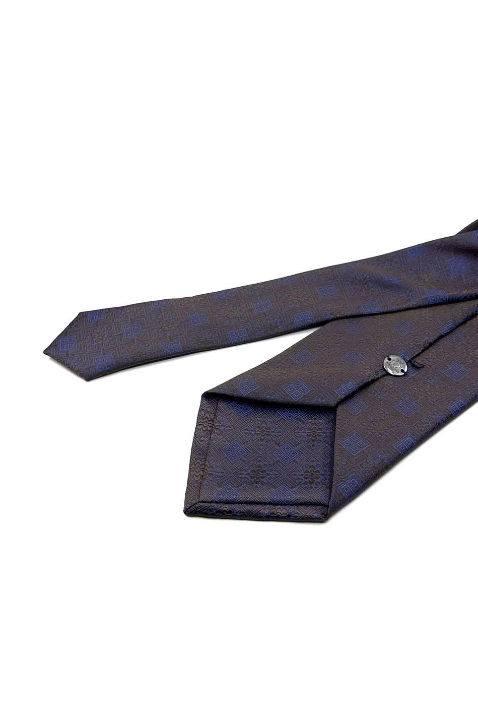 Kahverengi Motif Desen Mendilli Klasik Kravat KK12547