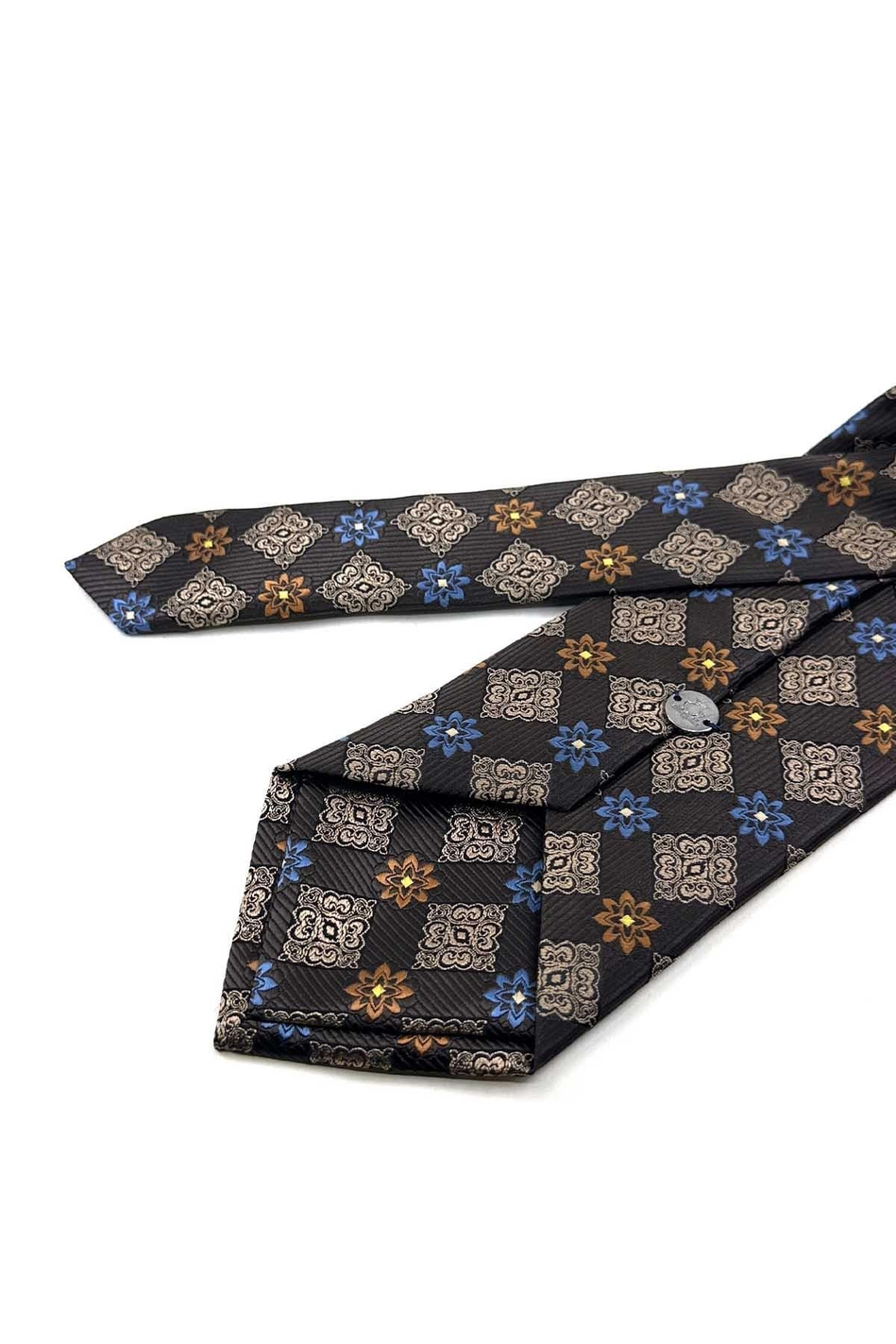 Kahverengi Motif Desen Mendilli Klasik Kravat KK13940